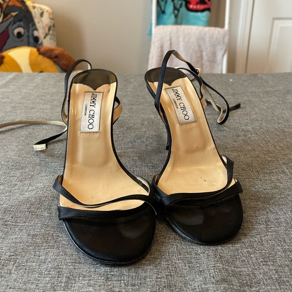 Jimmy Choo Shoes - Jimmy Choo Juliet Leather and Satin Strappy Stiletto